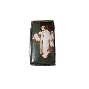 Vintage English Sterling Enamel Pill Box Art Nouveau